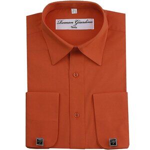 Men's Dress Shirts Convertible Long Sleeve Botton Down Collar - Mango